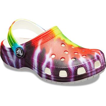 Crocs Classic Tie-Dye Graphic Girls' Clogs Red / Multi | Australia 1481NWYB